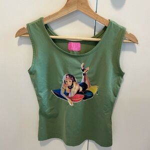 Flow&Fixture Green Graphic Tank Top